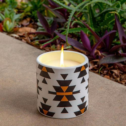 TRIBAL DRUM CITRONELLA CANDLE WITH WIND RESISTANT WICK