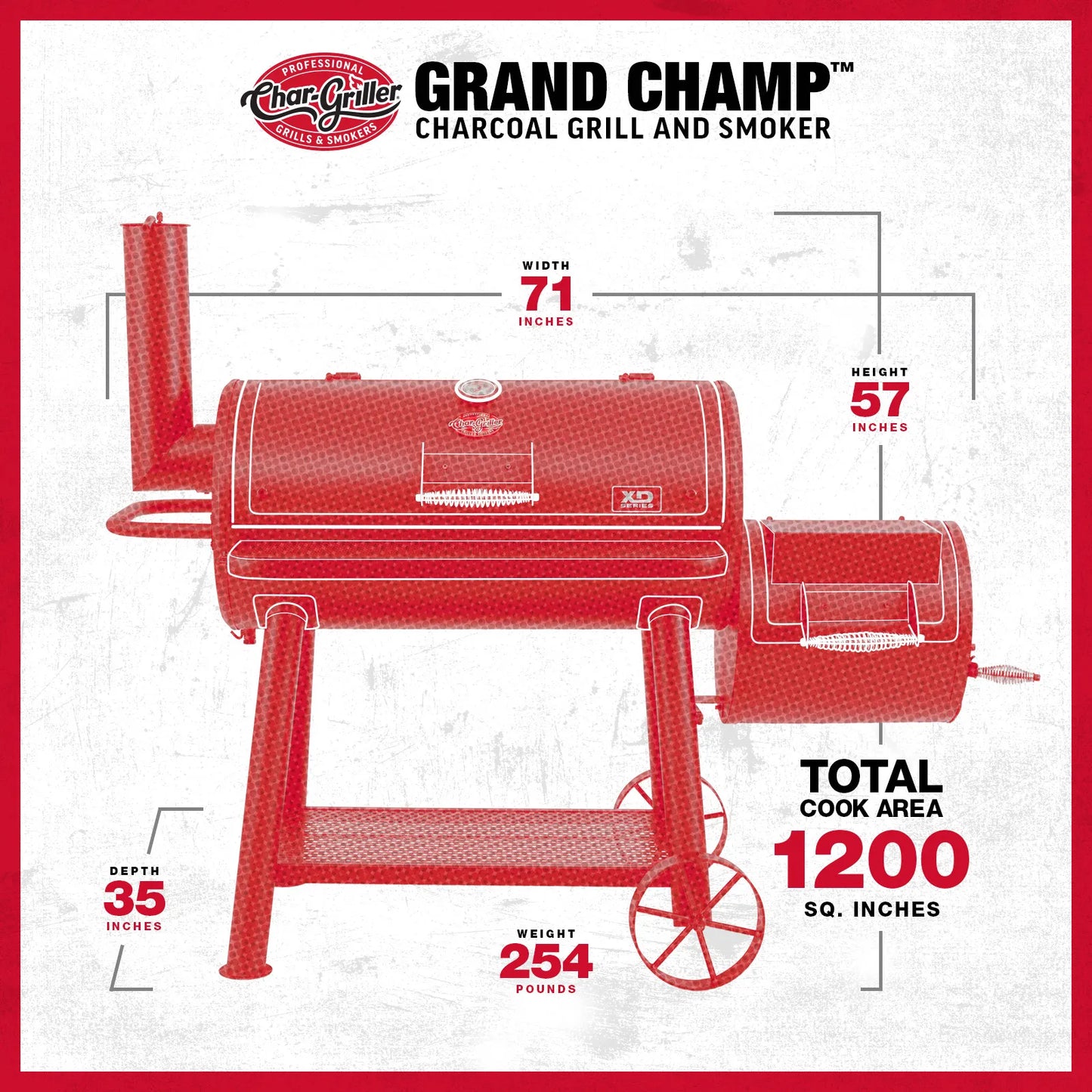 GRAND CHAMP™ OFFSET SMOKER, CHAR-GRILLER