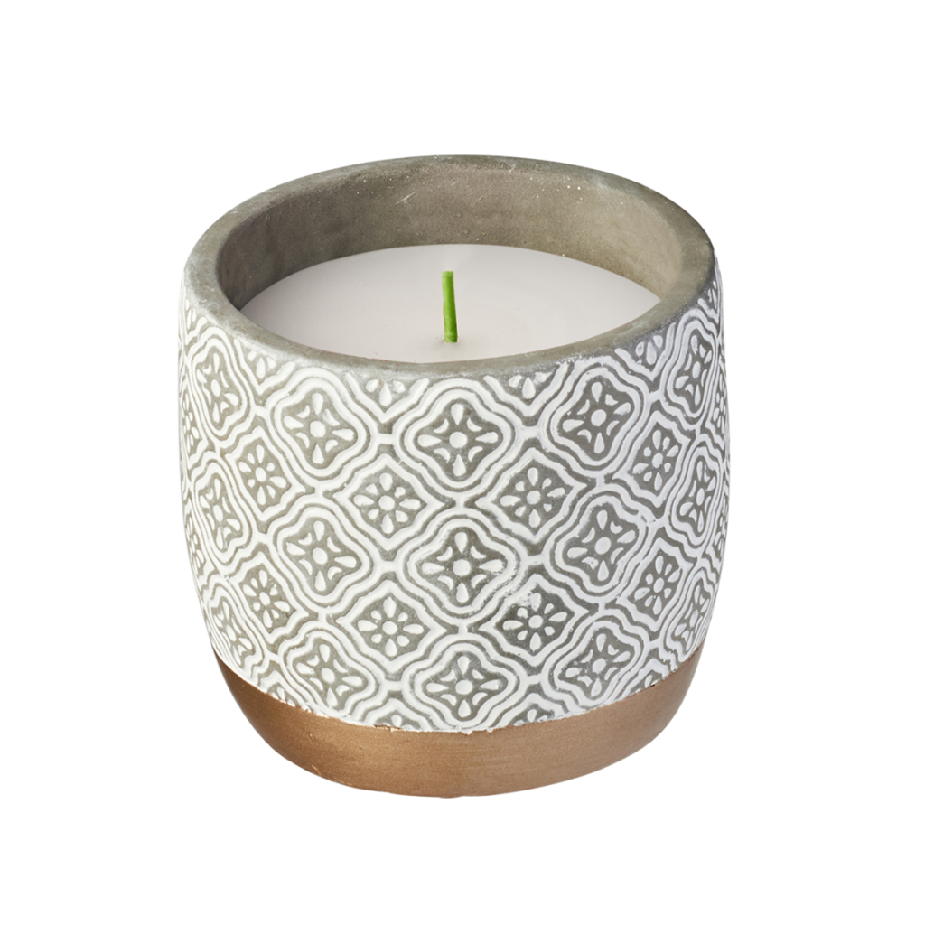 WAXWORKS Citronella Floral Concrete Pot