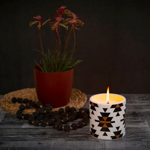 TRIBAL DRUM CITRONELLA CANDLE WITH WIND RESISTANT WICK