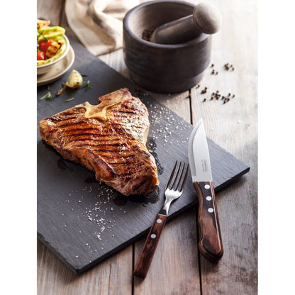 Tramontina 4-Piece Jumbo Barbecue Flatware Set with Stainless-Steel Blades and Brown Polywood Handles