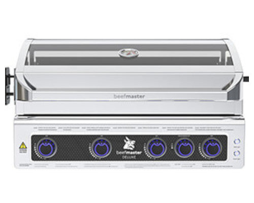 Deluxe Beefmaster 4 Burner BBQ On Deluxe Cart With Cast Iron Side Burner