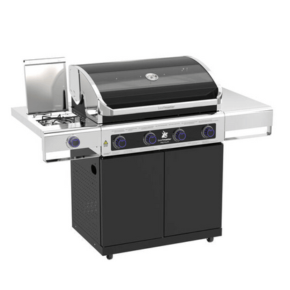 Premium Beefmaster 4 Burner BBQ On Classic Cart With Stainless Steel Side Burner