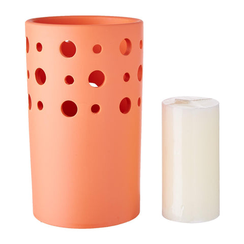 WaxWorks Pillar Candle Holder - Orange Candles