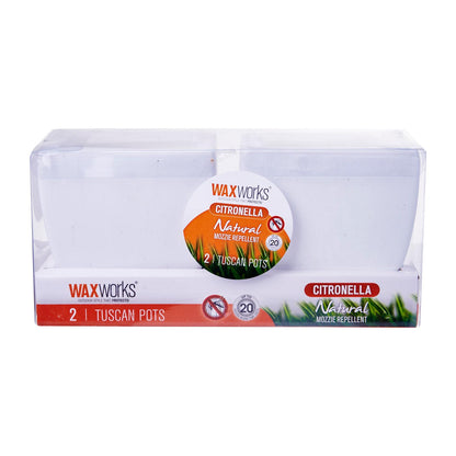 WaxWorks Citronella Candles - Tuscan Pots - White Candles