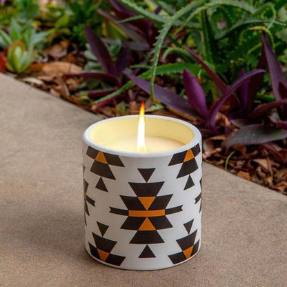 TRIBAL DRUM CITRONELLA CANDLE WITH WIND RESISTANT WICK