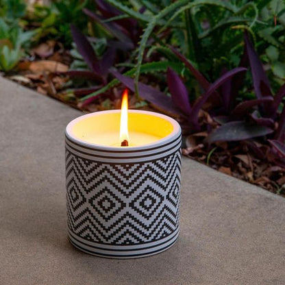 TRIBAL DRUM CITRONELLA CANDLE WITH WIND RESISTANT WICK