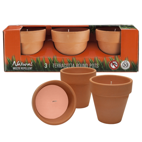 Waxworks Citronella Terracotta Round Pots